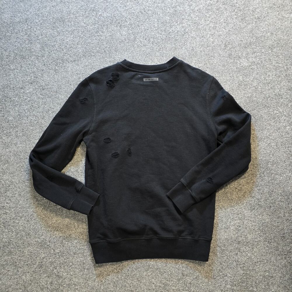 Antony Morato Sweatshirt Womens Size Large Black Tiger Rhinestone Distressed Y2K - Picture 9 of 11